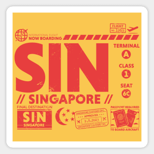 Vintage Singapore SIN Airport Code Travel Day Retro Travel Tag Magnet